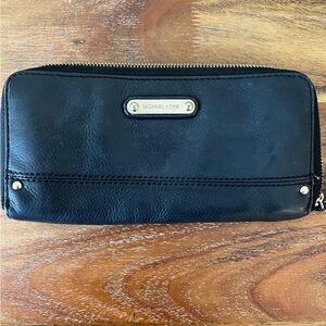 Michael Kors Black Leather Wallet with Gold detail